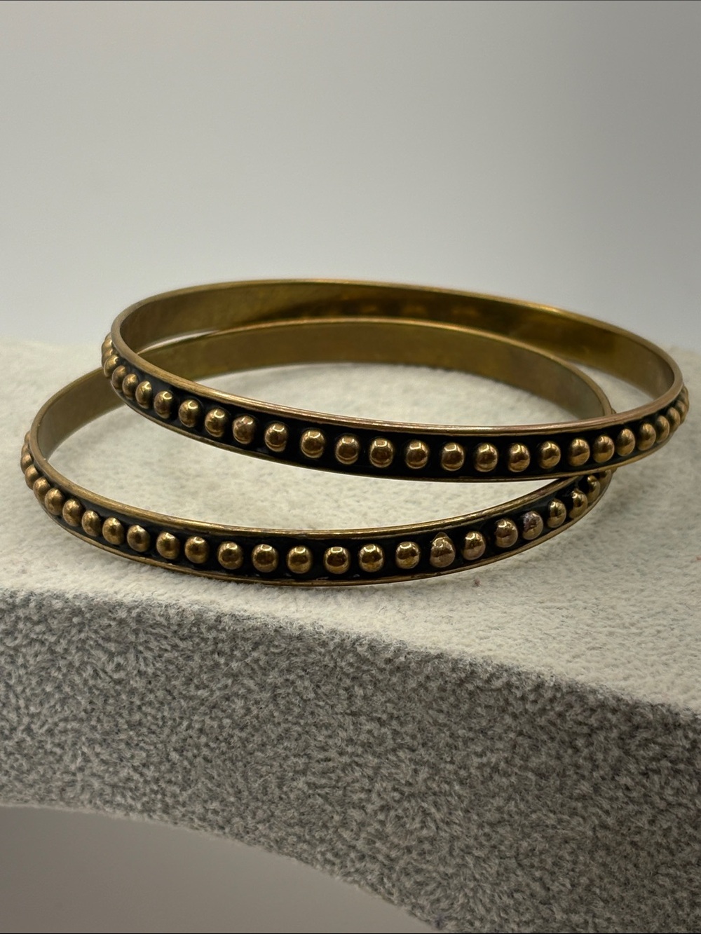 Black and Gold Beaded Bangle Bracelets 9” 2 bracelets